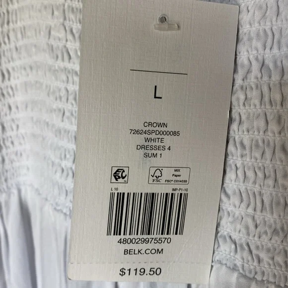 Crown & Ivy , Tiered, Ruffled, And Smocked RainbowWhte Dress 🌈 Cottagecore Large - Picture 5 of 10